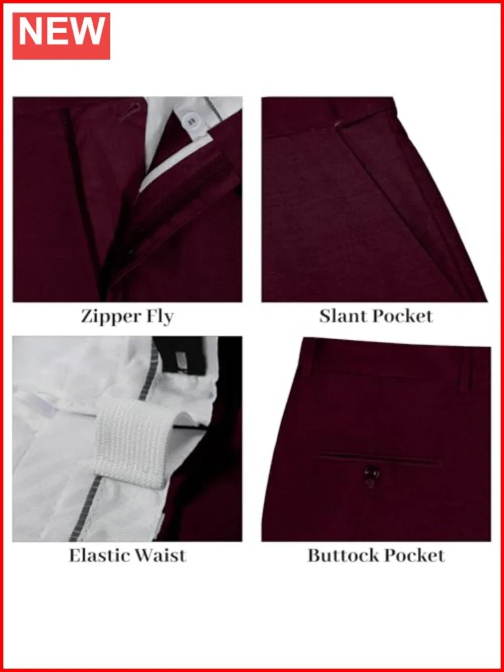 Men's 2-Piece Double Breasted Slim Fit Suit Blazer & Pants Formal Business
